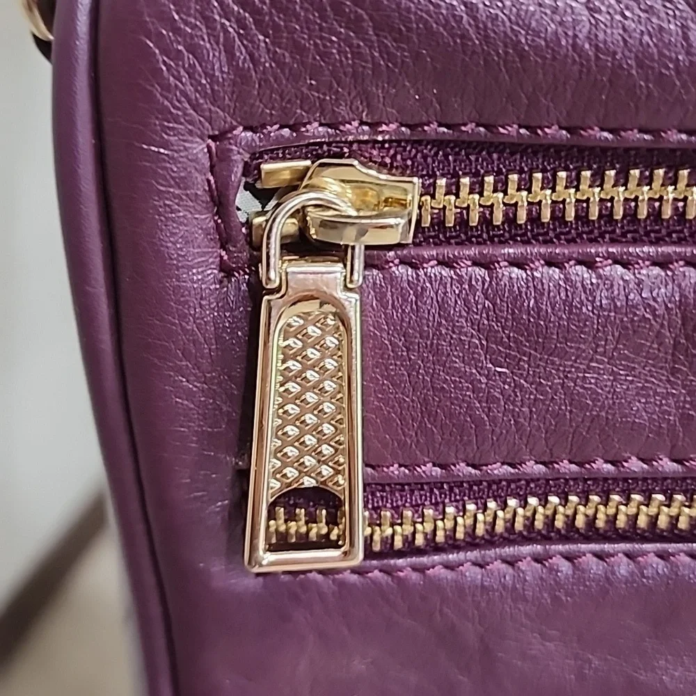 Rebecca Minkoff Zippered Crossbody Bag Chain Strap Leather Gold Hardware